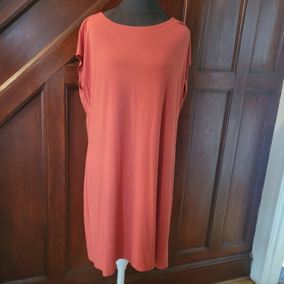 Chicos Womens Sleeveless Red Orange Dress Size XL 3 Relaxed Fit - Picture 1 of 4